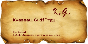 Kvassay György névjegykártya